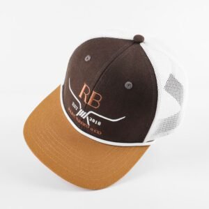 OEM 6 Panel Pre Curved Brim Trucker Cap Sports Hats 3d Embroidered Logo Mesh Snap Richardson Back Custom