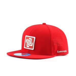 OEM Wholesale High Quality 6 Panel Mens Perforated Flat Bill Snapback Caps Hip Hop With Custom Raised Rubber Patch Solid Color Hat