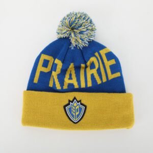 OEM Knitted Pom Pom Beanie Hat Custom Logo Acrylic Knitted Jacquard Woven Patch Logo Winter Warm Cap for Men Women