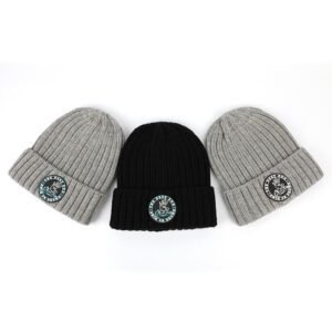OEM Rubber Patch Logo 100% Acrylic Cuffed Knitted Beanie,Men Skull Winter Hat Fisherman Beanie Cap High Quality Custom Unisex