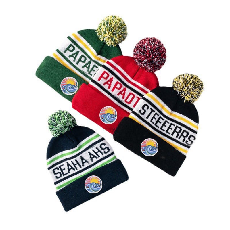 OEM Manufacture Custom Jacquard Embroidery Toque Sport Pom Pom Knitted Winter Beanie Hat With Custom Logo Adult - Image 2