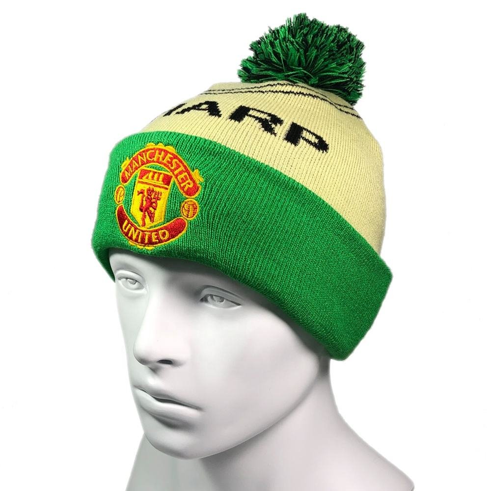 OEM Green Blank Knitted Hat Winter Football Skiing Jacquard Embroidery Bobble Caps Windproof Beanie With Ball High Quality Mens - Image 2