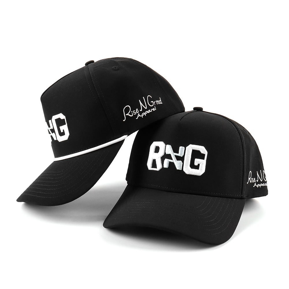 Custom High Quality Unisex 5 Panel Quick Dry Black Polyester Sports Baseball Cap,3D Embroidery logo Waterproof Rope Baseball Cap - Image 3