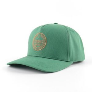 Custom High Quality 5 Panel Adult Curved Brim Structured Green Cotton Embroidery Logo Adjustable Snap Back Baseball Hat Caps