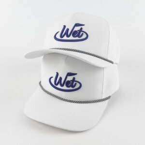 Wholesale Custom 5 Panel Rope Dad Hat High Quality Embroidery Logo White Polyester Outdoor Gorras Unisex Waterproof Baseball Cap