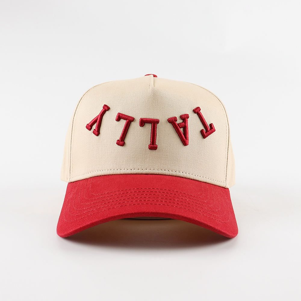 Big Red Cotton Custom Fabric Material Hats 5 Panel Sports Caps Male Female Neutral Summer Embroidery Baseball Adjustable Hat - Image 2