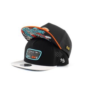 Wholesale Waterproof 5 Panel Mens Golf Premium Perforated Hydro Flat Bill Water Proof Snapback Caps With PVC Rubber Logo