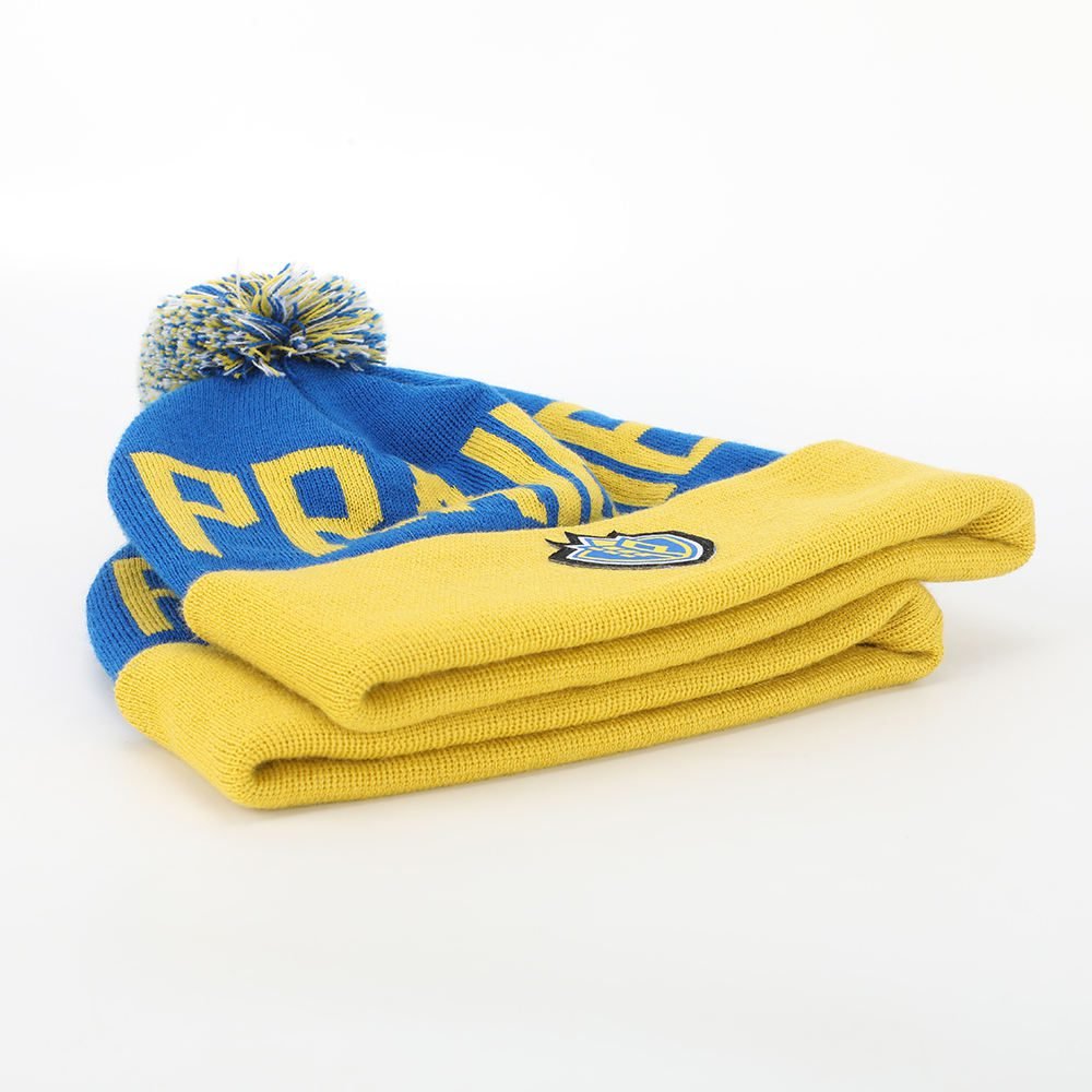 OEM Knitted Pom Pom Beanie Hat Custom Logo Acrylic Knitted Jacquard Woven Patch Logo Winter Warm Cap for Men Women - Image 3