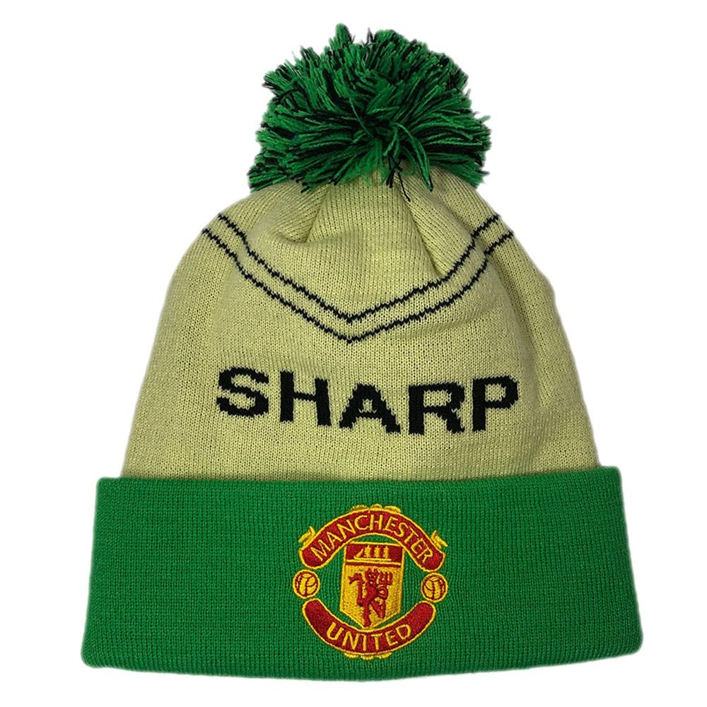 OEM Green Blank Knitted Hat Winter Football Skiing Jacquard Embroidery Bobble Caps Windproof Beanie With Ball High Quality Mens