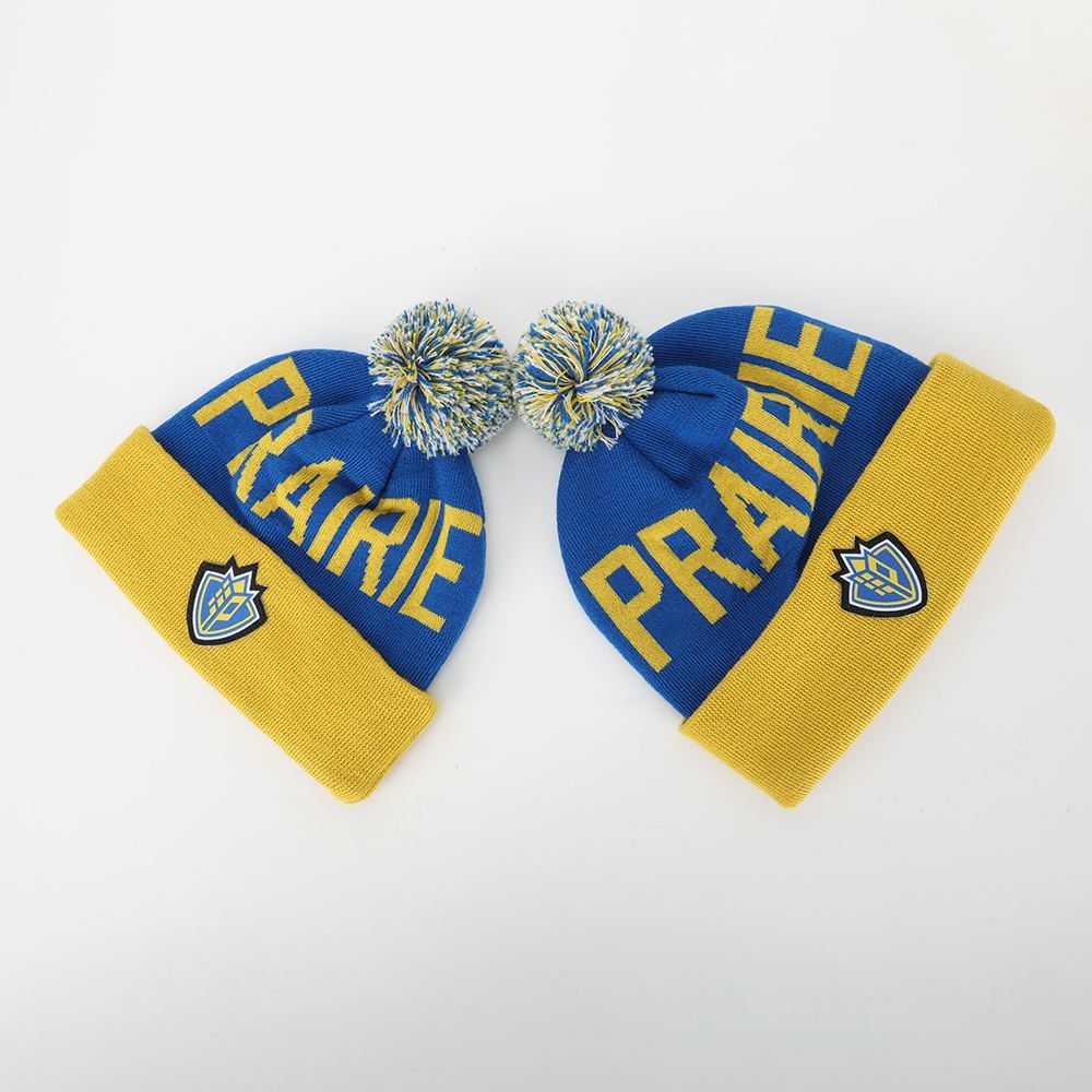 OEM Knitted Pom Pom Beanie Hat Custom Logo Acrylic Knitted Jacquard Woven Patch Logo Winter Warm Cap for Men Women - Image 4