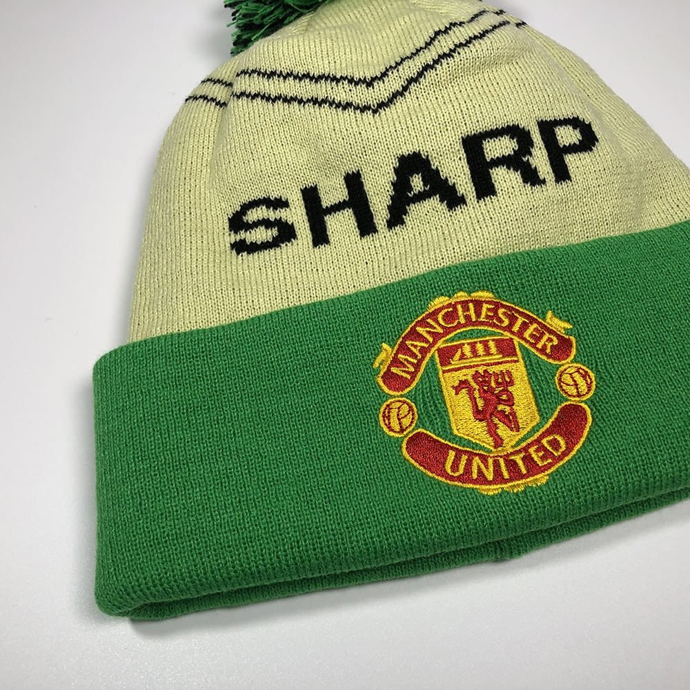 OEM Green Blank Knitted Hat Winter Football Skiing Jacquard Embroidery Bobble Caps Windproof Beanie With Ball High Quality Mens - Image 5