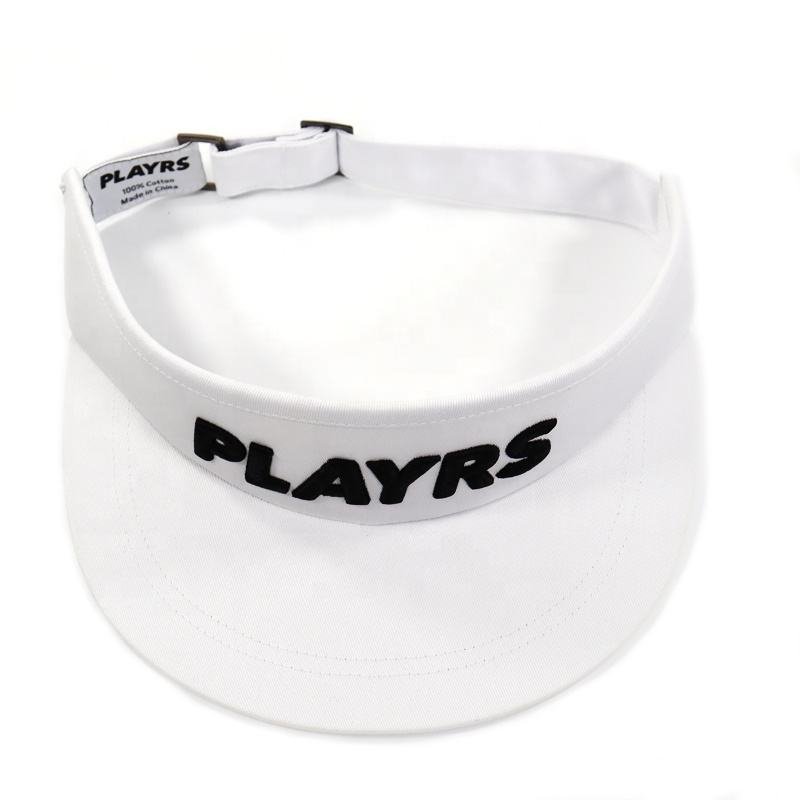 OEM Aungking Factory Professional Custom Your Own Embroidery Logo Golf Visor Cap, Middle Profile White Golf Hat Cotton - Image 5