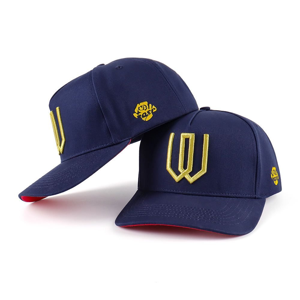 Custom High Quality 5 Panel a Frame Style Cotton Baseball Cap With 3D Wire Embroidery Logo Navy Blue Baseball Hats - Image 6