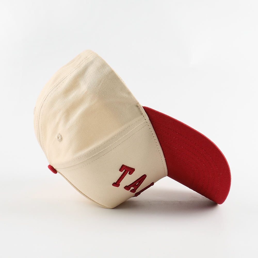 Big Red Cotton Custom Fabric Material Hats 5 Panel Sports Caps Male Female Neutral Summer Embroidery Baseball Adjustable Hat - Image 4