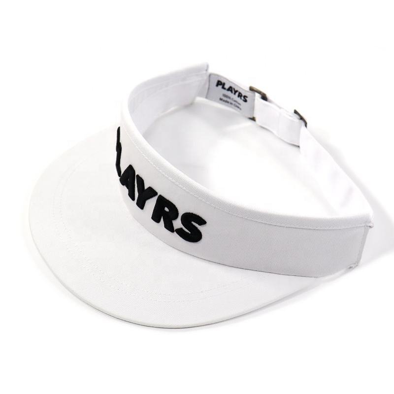 OEM Aungking Factory Professional Custom Your Own Embroidery Logo Golf Visor Cap, Middle Profile White Golf Hat Cotton - Image 6