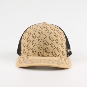 OEM 6 Panel Pre Curved Brim Trucker Cap Sports Hats 3d Embroidered Logo Mesh Snap Back Custom Richardson