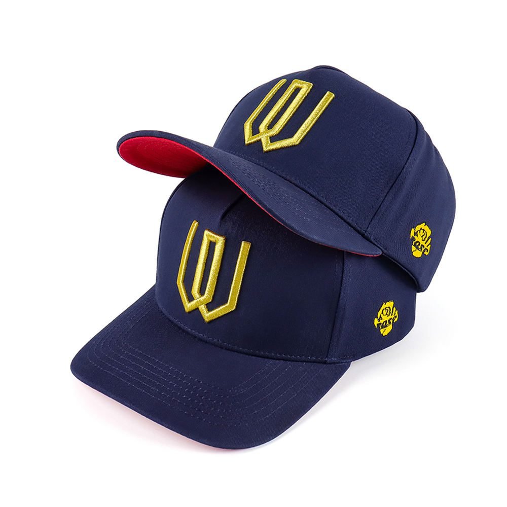 Custom High Quality 5 Panel a Frame Style Cotton Baseball Cap With 3D Wire Embroidery Logo Navy Blue Baseball Hats - Image 2