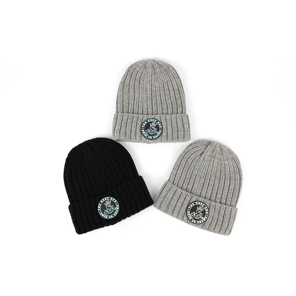 OEM Rubber Patch Logo 100% Acrylic Cuffed Knitted Beanie,Men Skull Winter Hat Fisherman Beanie Cap High Quality Custom Unisex - Image 7