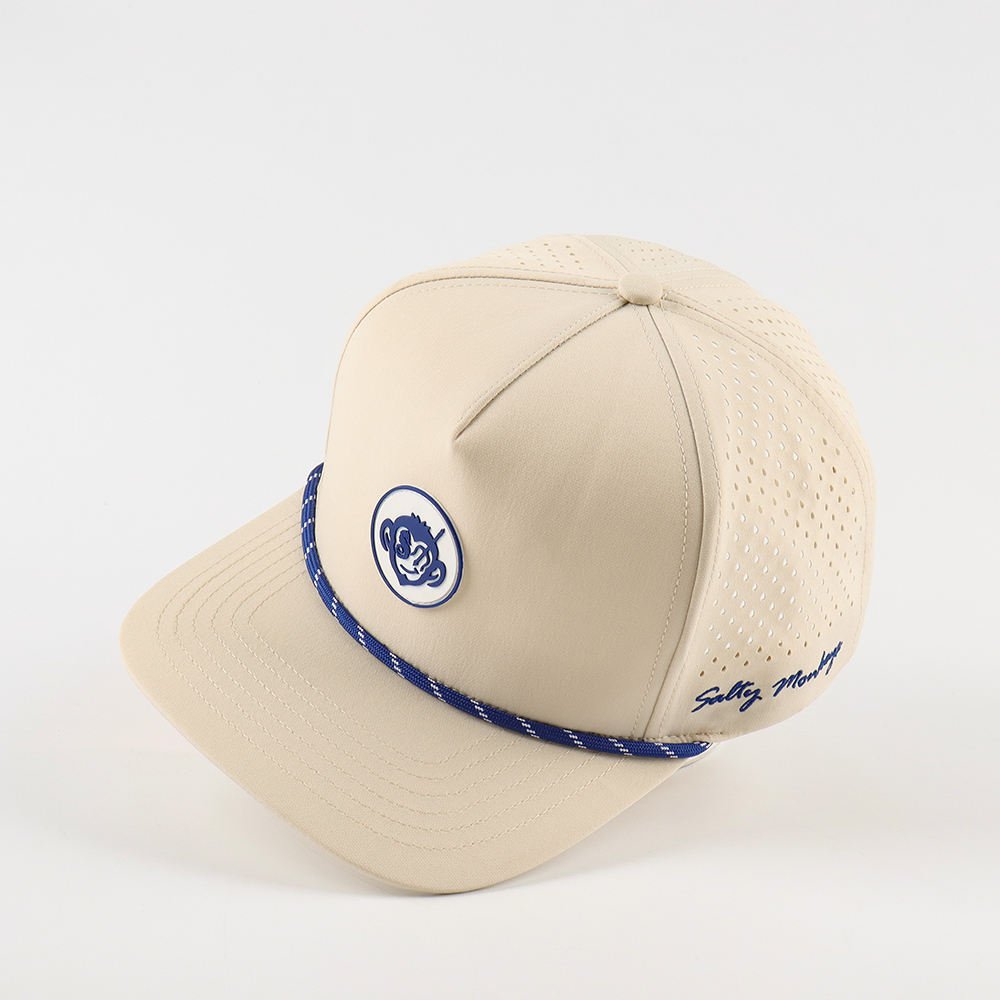 Custom Waterproof Sports Cap – Rope Design, Breathable Laser Perforated Panels