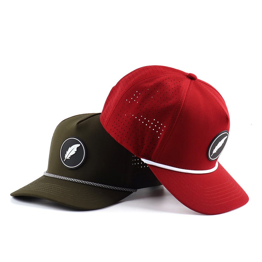 Custom Waterproof Sports Cap – Rope Design, Breathable Laser Perforated Panels